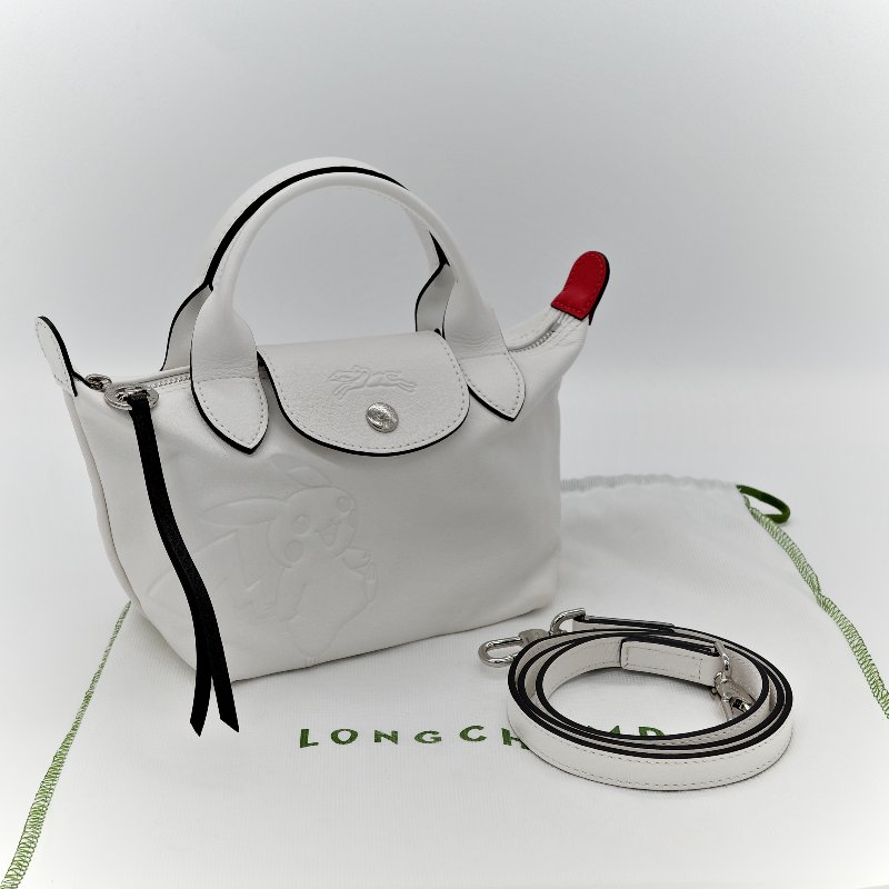 Longchamp x Pokémon 聯名系列 皮卡丘 白色 牛皮 手提包 托特包-17