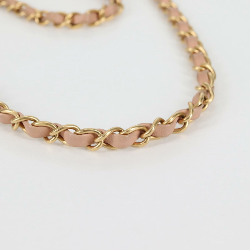 【日本直送】香奈兒 (CHANEL) 金色粉紅拉菲草肩背包，CC標誌，正品編號 138082SAV-13