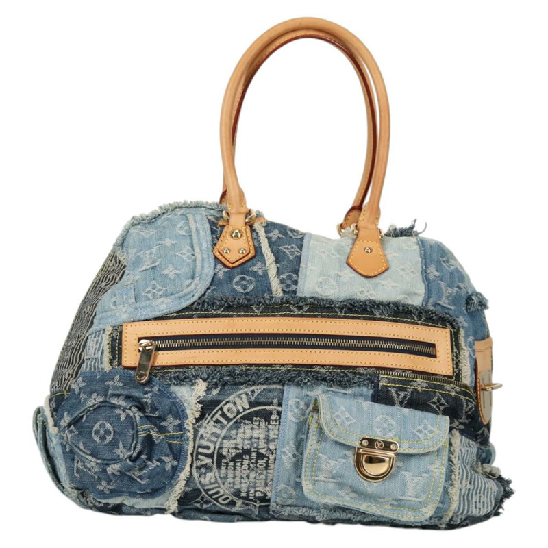 【日本直送】路易威登 Monogram Denim Patchwork Bowery 手提包 藍色 M95376 正品 136291SAV-1