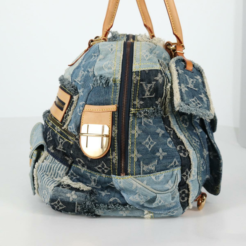 【日本直送】路易威登 Monogram Denim Patchwork Bowery 手提包 藍色 M95376 正品 136291SAV-3