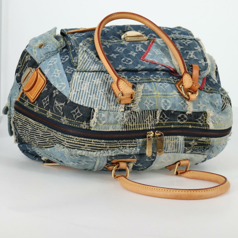 【日本直送】路易威登 Monogram Denim Patchwork Bowery 手提包 藍色 M95376 正品 136291SAV-6