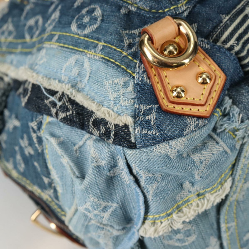 【日本直送】路易威登 Monogram Denim Patchwork Bowery 手提包 藍色 M95376 正品 136291SAV-8