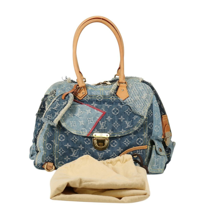 【日本直送】路易威登 Monogram Denim Patchwork Bowery 手提包 藍色 M95376 正品 136291SAV-11