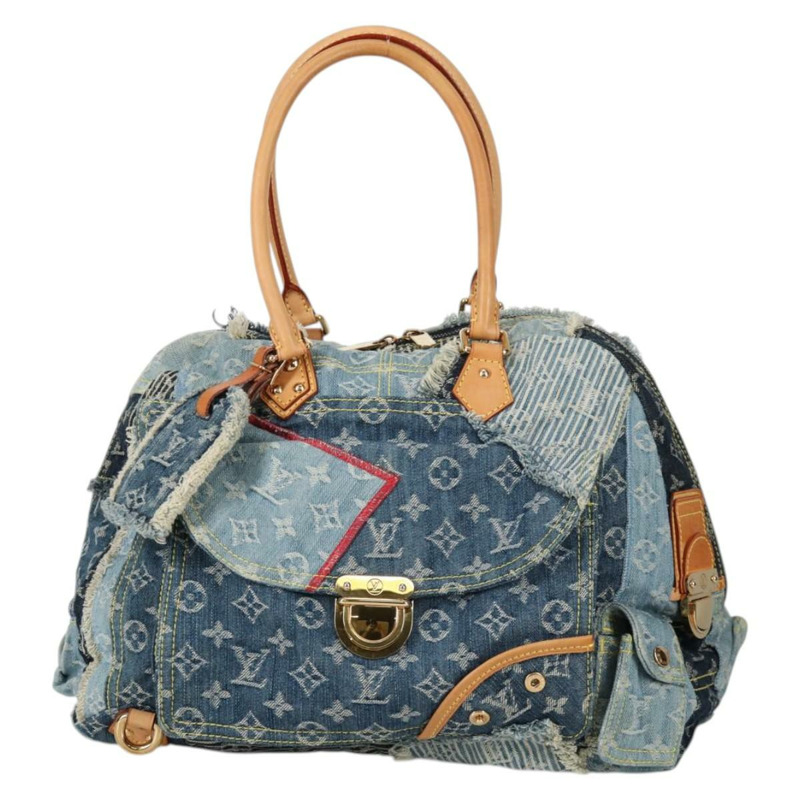 【日本直送】路易威登 Monogram Denim Patchwork Bowery 手提包 藍色 M95376 正品 136291SAV-12