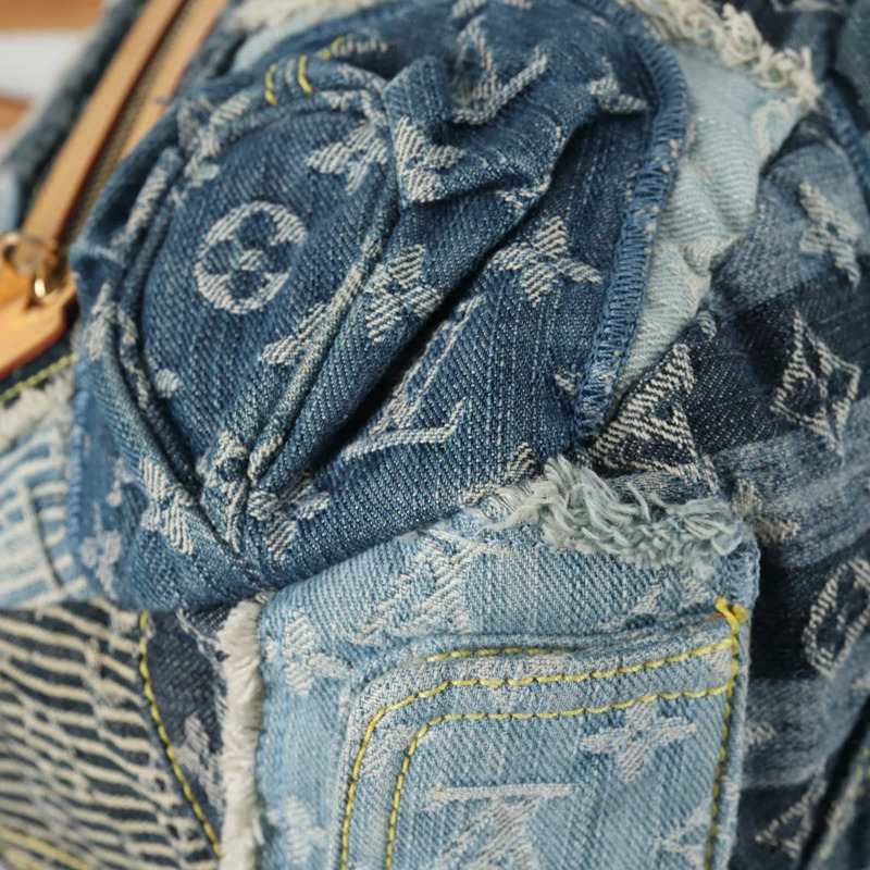 【日本直送】路易威登 Monogram Denim Patchwork Bowery 手提包 藍色 M95376 正品 136291SAV-15