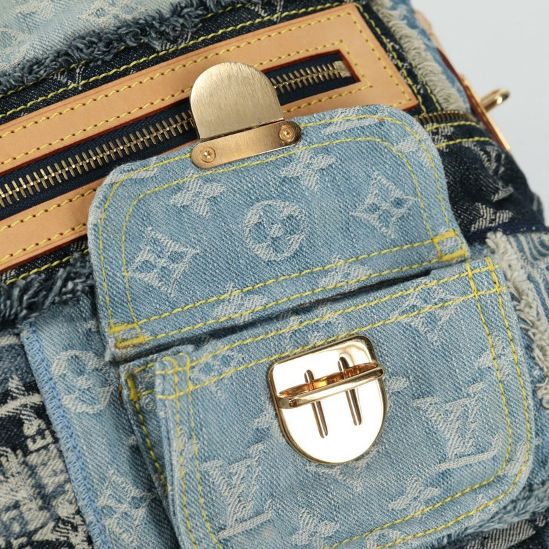【日本直送】路易威登 Monogram Denim Patchwork Bowery 手提包 藍色 M95376 正品 136291SAV-18