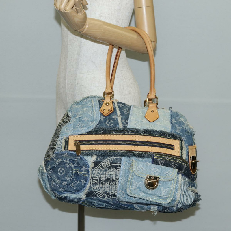 【日本直送】路易威登 Monogram Denim Patchwork Bowery 手提包 藍色 M95376 正品 136291SAV-30