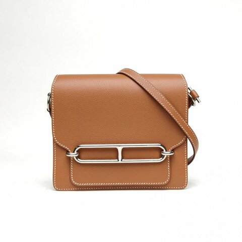 HERMES Roulis豬鼻子19金棕色EC皮Z刻銀扣肩背包