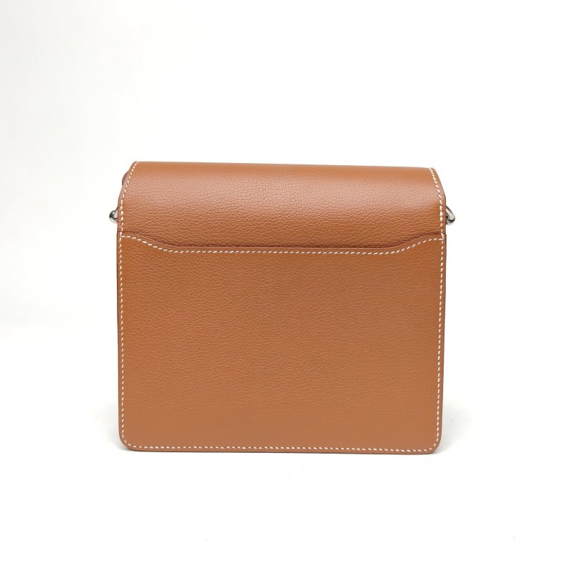HERMES Roulis豬鼻子19金棕色EC皮Z刻銀扣肩背包-2