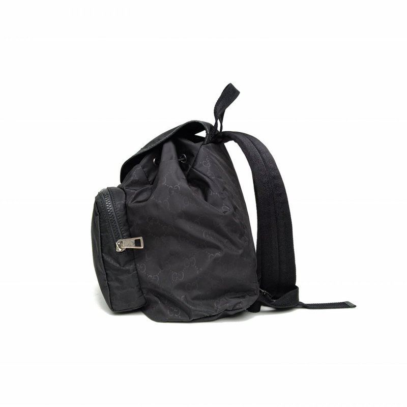 GUCCI 黑色尼龍雙G老花雙肩包肩背包-1