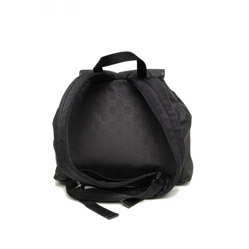 GUCCI 黑色尼龍雙G老花雙肩包肩背包-2