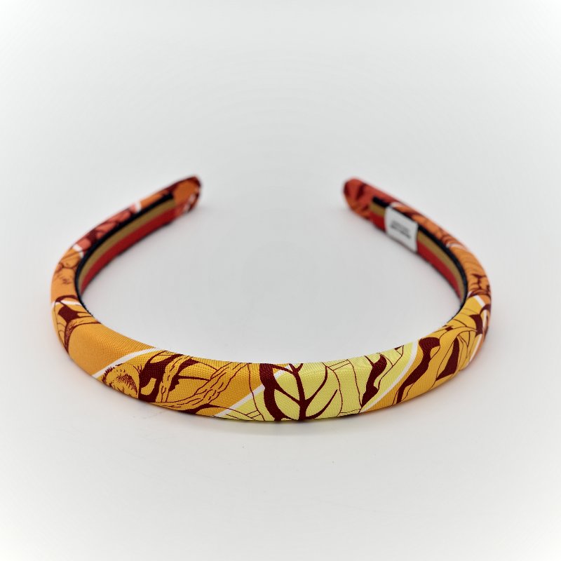 Hermès 愛馬仕 絲綢印花 橘色 髮箍-3