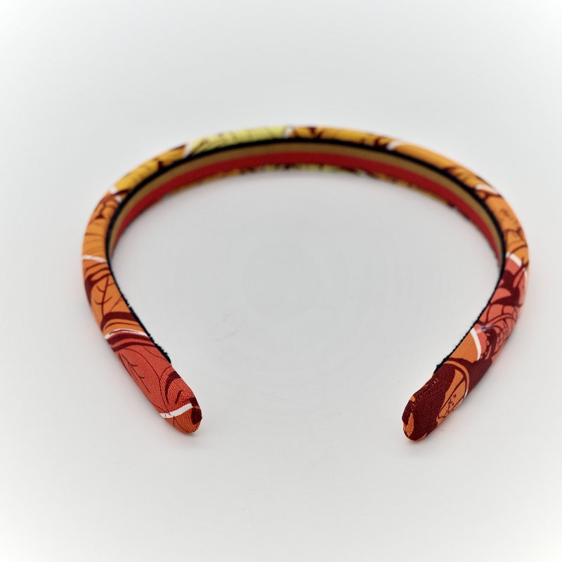 Hermès 愛馬仕 絲綢印花 橘色 髮箍-4