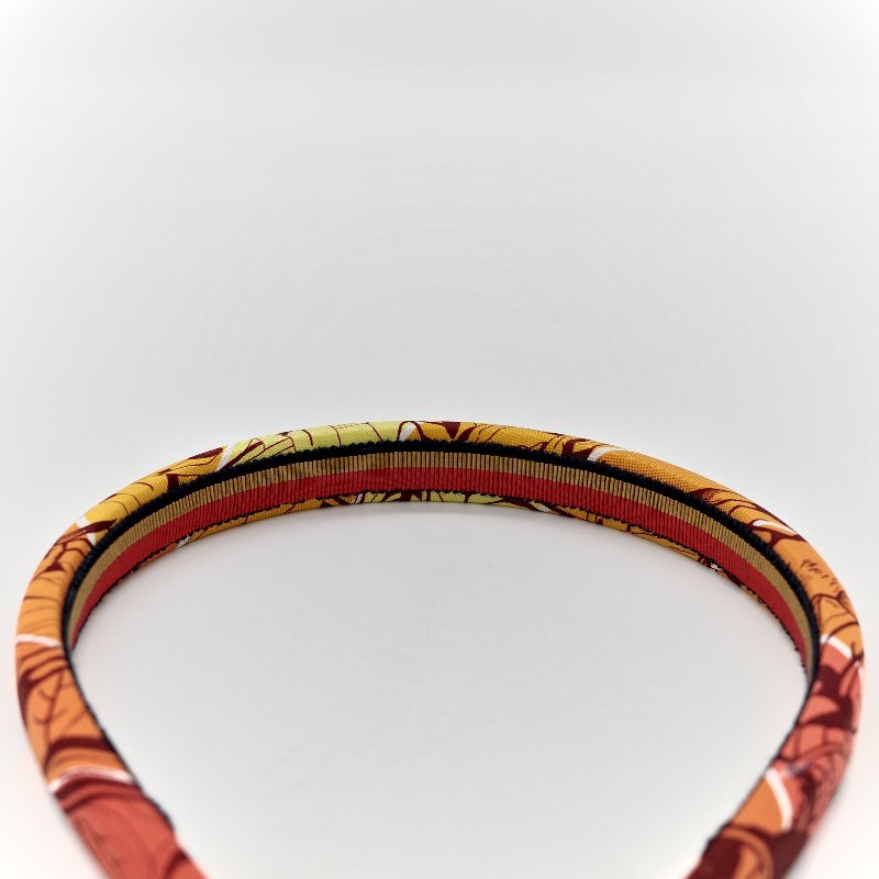 Hermès 愛馬仕 絲綢印花 橘色 髮箍-5