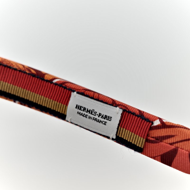 Hermès 愛馬仕 絲綢印花 橘色 髮箍-6
