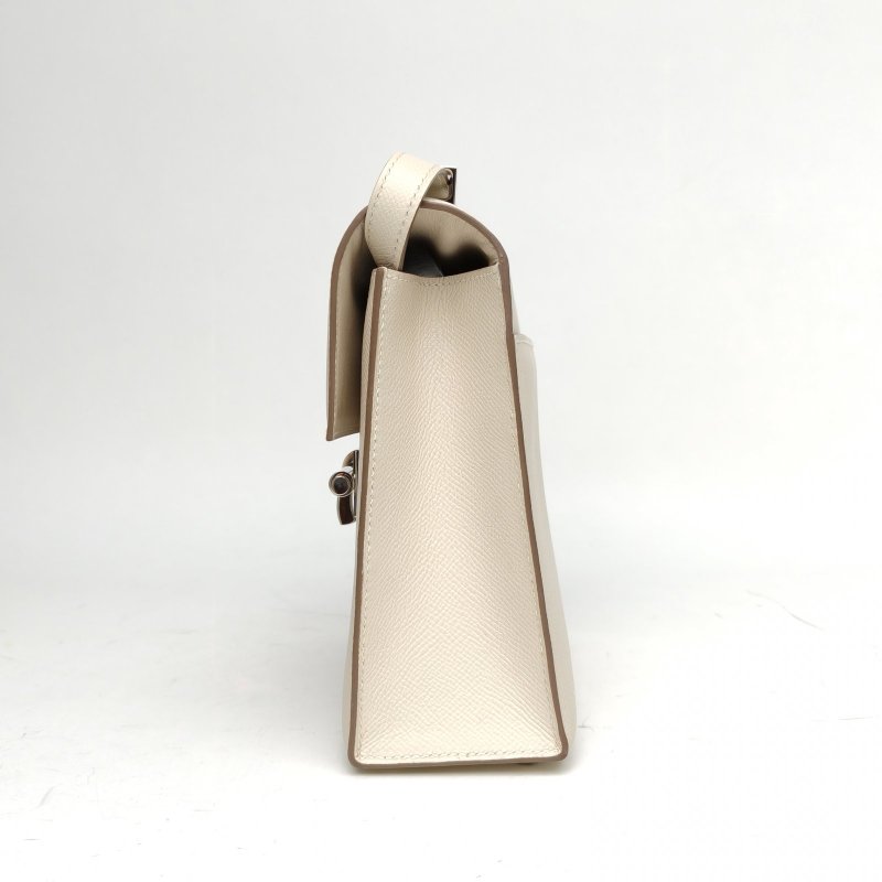 HERMES Verrou手槍包23奶昔白Epsom皮A刻銀扣肩背包-1