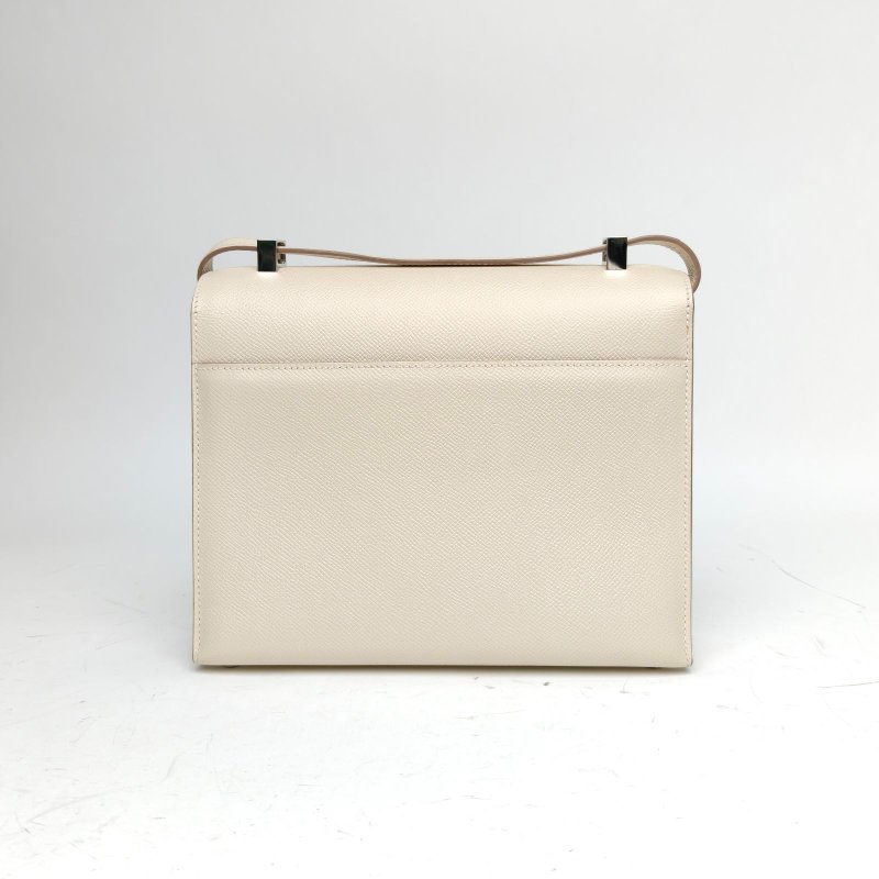 HERMES Verrou手槍包23奶昔白Epsom皮A刻銀扣肩背包-2