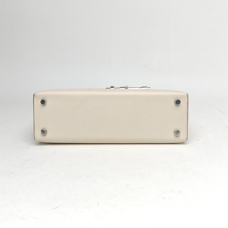 HERMES Verrou手槍包23奶昔白Epsom皮A刻銀扣肩背包-4