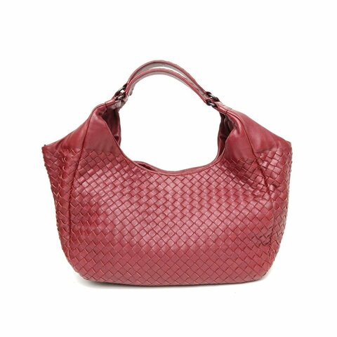 BOTTEGA VENETA 酒紅色羊皮鎢鋼扣腋下包肩背包