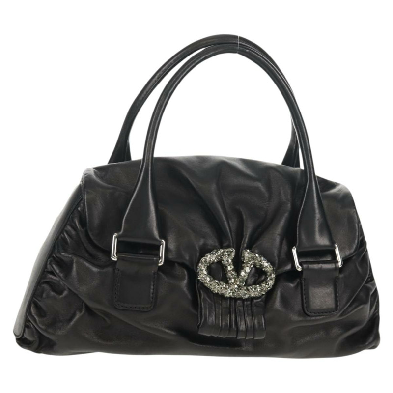 【日本直送】華倫天奴 (VALENTINO) 手提包，黑色銀色真皮，正品，貨號 152881A-0