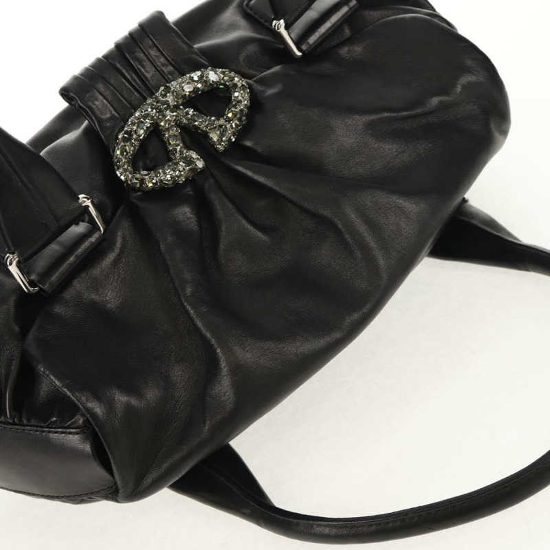 【日本直送】華倫天奴 (VALENTINO) 手提包，黑色銀色真皮，正品，貨號 152881A-5