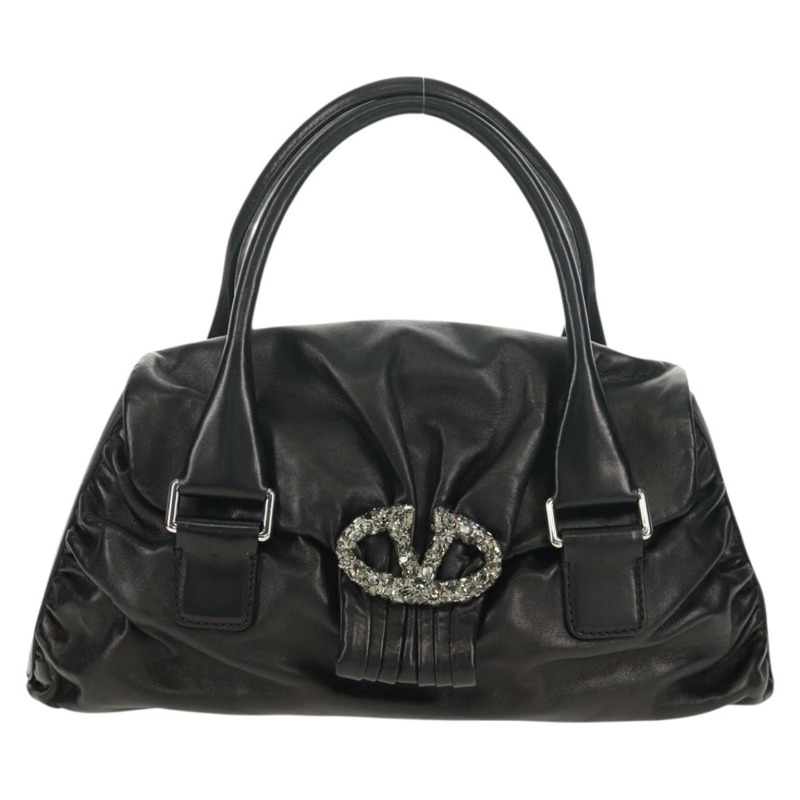 【日本直送】華倫天奴 (VALENTINO) 手提包，黑色銀色真皮，正品，貨號 152881A-12