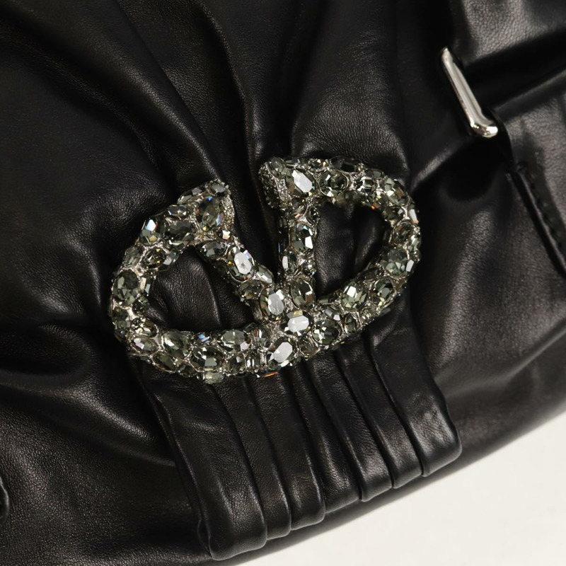 【日本直送】華倫天奴 (VALENTINO) 手提包，黑色銀色真皮，正品，貨號 152881A-17