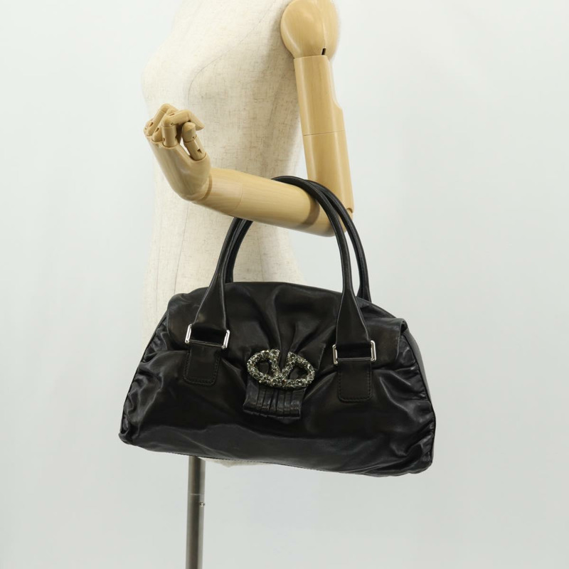 【日本直送】華倫天奴 (VALENTINO) 手提包，黑色銀色真皮，正品，貨號 152881A-24