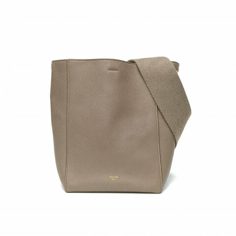 CELINE SangleBucket水桶包小號灰色牛皮金扣肩背包