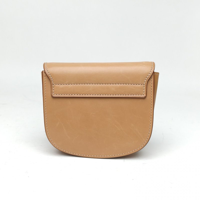 SAINT LAURENT KAIA馬鞍包迷你15奶茶色牛皮金扣肩背包-2