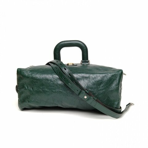 GUCCI 綠色牛皮金銀扣多功能波士頓手提包肩背包