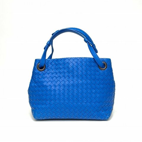 BOTTEGA VENETA 藍色羊皮BV編織TOTE手提包肩背包