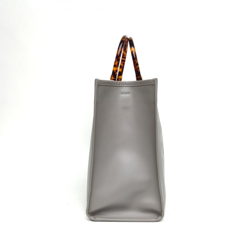 FENDI Sunshine陽光購物手提袋中號灰色牛皮肩背包-3