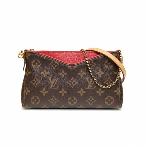 LOUIS VUITTON Pallas傳奇Cluth23紅色PVC2017老花肩背包