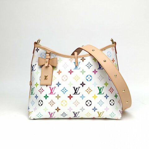 LOUIS VUITTON CARRYALL村上隆聯名小號白三彩PVC金扣晶片肩背包