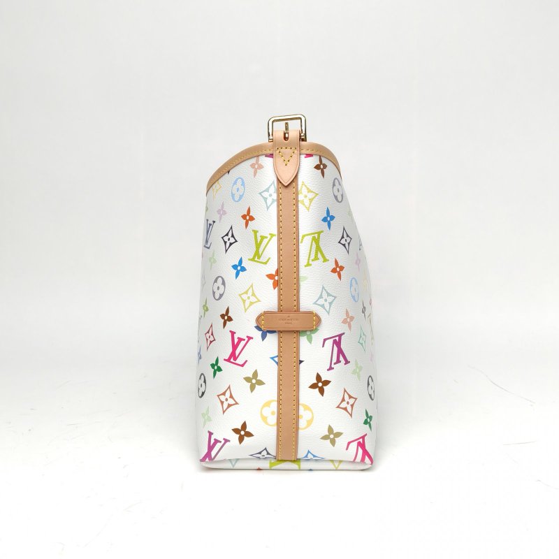 LOUIS VUITTON CARRYALL村上隆聯名小號白三彩PVC金扣晶片肩背包-1