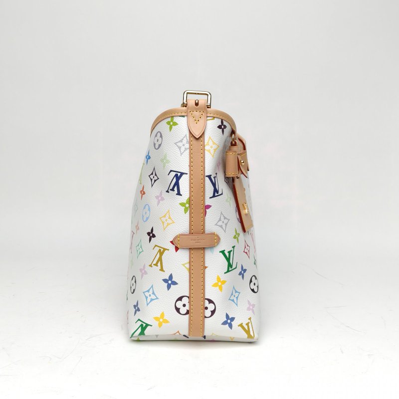 LOUIS VUITTON CARRYALL村上隆聯名小號白三彩PVC金扣晶片肩背包-3