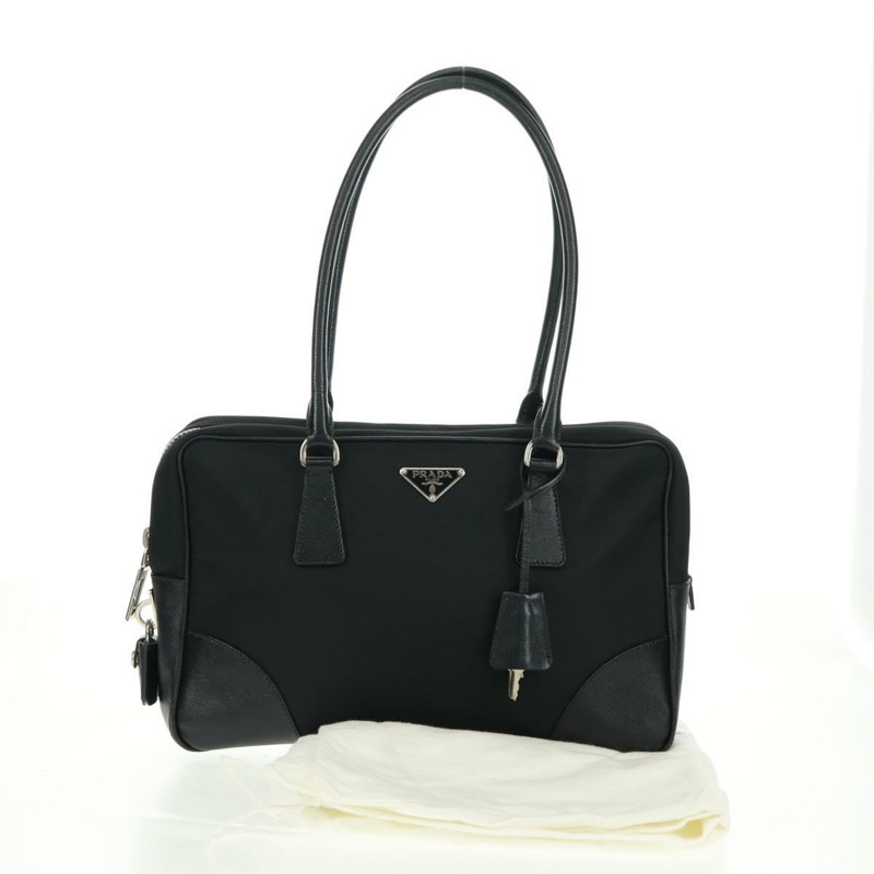 【日本直送】PRADA 單肩包 尼龍皮革 黑色 銀色 正品 yk20181V-11