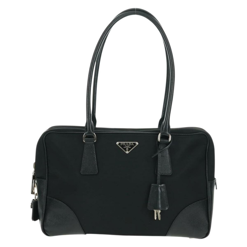 【日本直送】PRADA 單肩包 尼龍皮革 黑色 銀色 正品 yk20181V-12