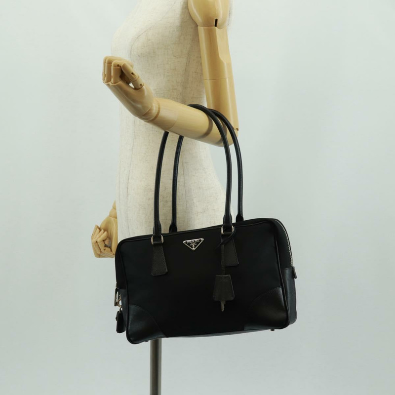 【日本直送】PRADA 單肩包 尼龍皮革 黑色 銀色 正品 yk20181V-25