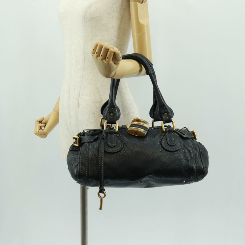 【日本直送】Chloe Paddington 手提包 真皮 黑色 金 銀色 正品 yk20186SAV-24