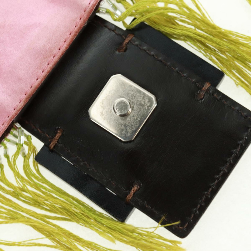 【日本直送】FENDI 珠飾 Mamma Baguette 單肩包 帆布 銀棕色 正品 161704SV-8