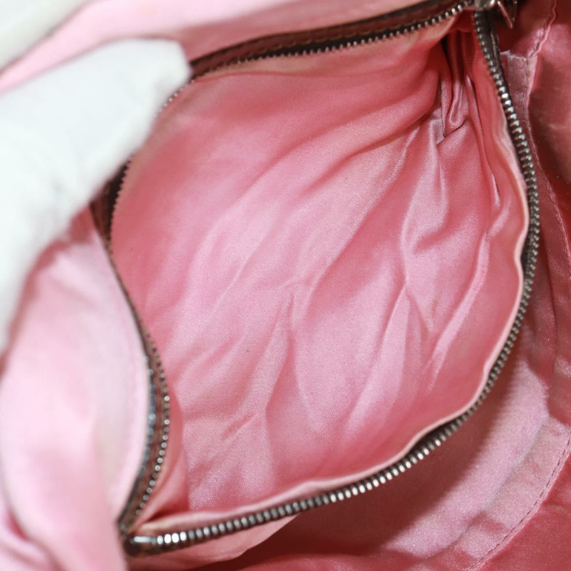 【日本直送】FENDI 珠飾 Mamma Baguette 單肩包 帆布 銀棕色 正品 161704SV-24