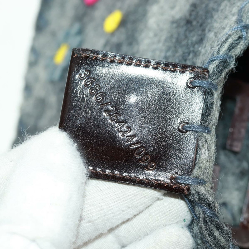 【日本直送】FENDI 花卉圖案 Mamma Baguette 單肩包 羊毛 灰色 銀色 正品 168312SAV-10