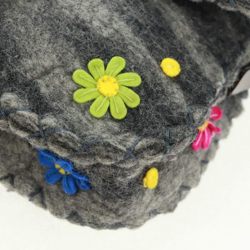 【日本直送】FENDI 花卉圖案 Mamma Baguette 單肩包 羊毛 灰色 銀色 正品 168312SAV-14