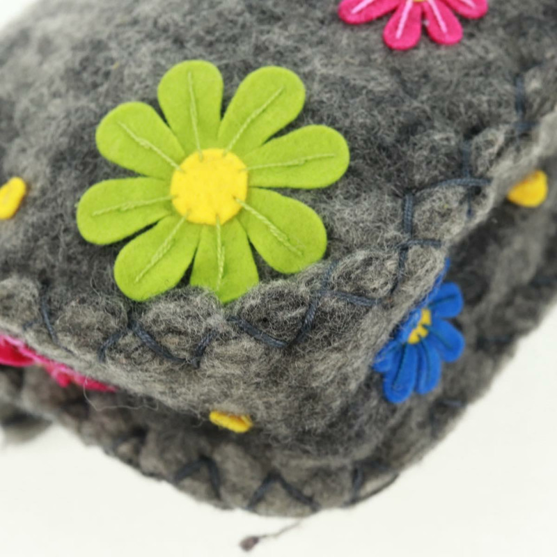 【日本直送】FENDI 花卉圖案 Mamma Baguette 單肩包 羊毛 灰色 銀色 正品 168312SAV-15