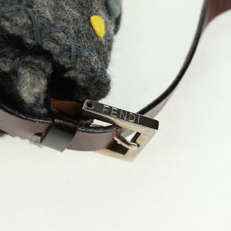 【日本直送】FENDI 花卉圖案 Mamma Baguette 單肩包 羊毛 灰色 銀色 正品 168312SAV-17