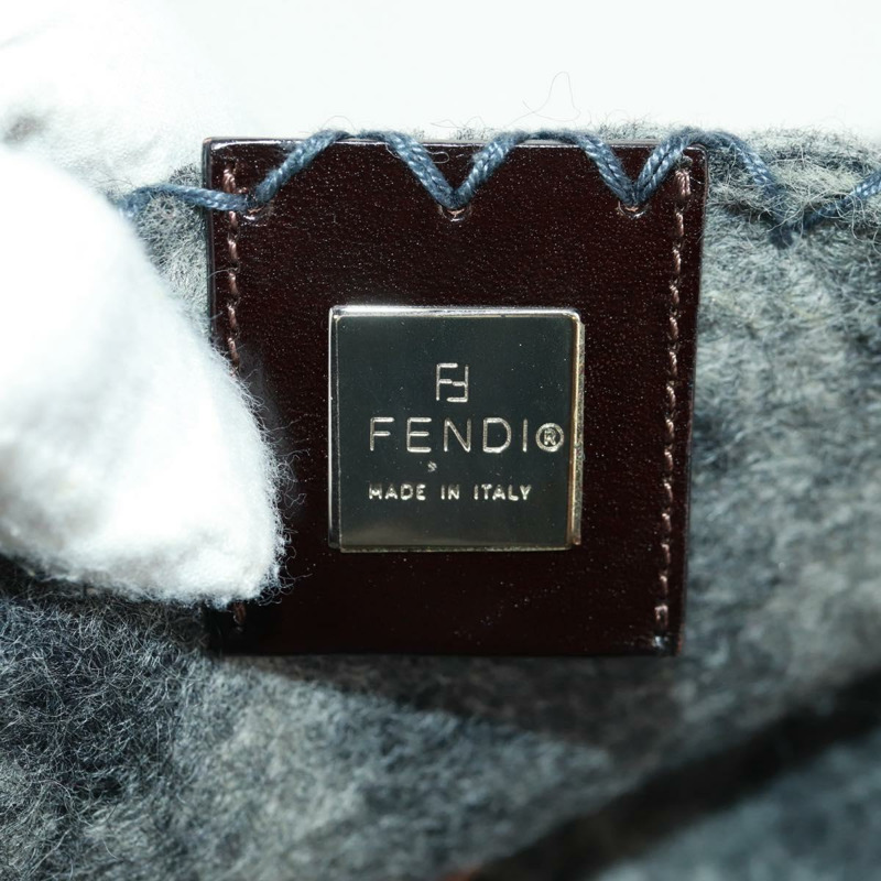 【日本直送】FENDI 花卉圖案 Mamma Baguette 單肩包 羊毛 灰色 銀色 正品 168312SAV-19