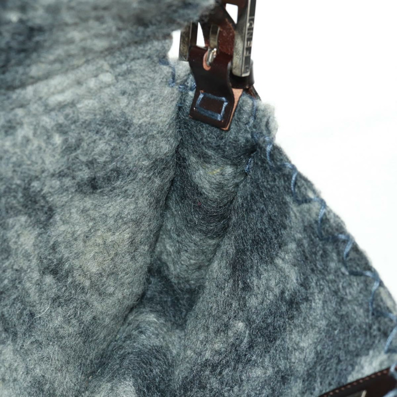 【日本直送】FENDI 花卉圖案 Mamma Baguette 單肩包 羊毛 灰色 銀色 正品 168312SAV-20