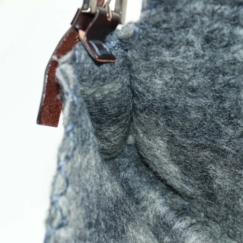 【日本直送】FENDI 花卉圖案 Mamma Baguette 單肩包 羊毛 灰色 銀色 正品 168312SAV-21